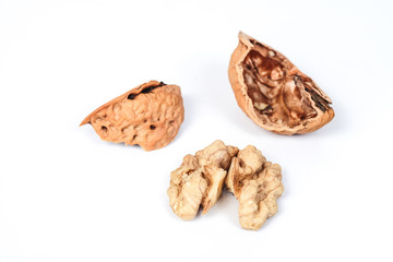 Wall Mural - Dry Walnut isolated on white background,Food for health.