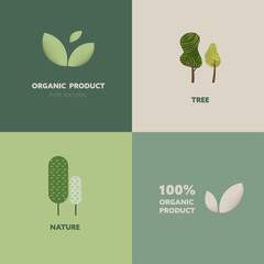 Natural label and organic label. modern banner and badges design. Green nature logo.