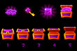 © babysofja - Animated treasure chest with purple precious gem. Step by step, full and empty, open and closed box. Vector Icons on separate layers.