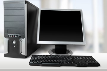 Canvas Print - Desktop computer and keyboard on background