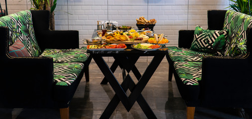 Wall Mural - Delicious traditional turkish breakfast on table