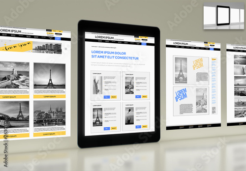 4 Website Pages On Tablet Mockup Kop Den Har Stockmallen Och