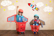 © Sunny studio - Kids playing with jet pack at home
