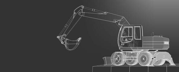 excavator 3d illustration