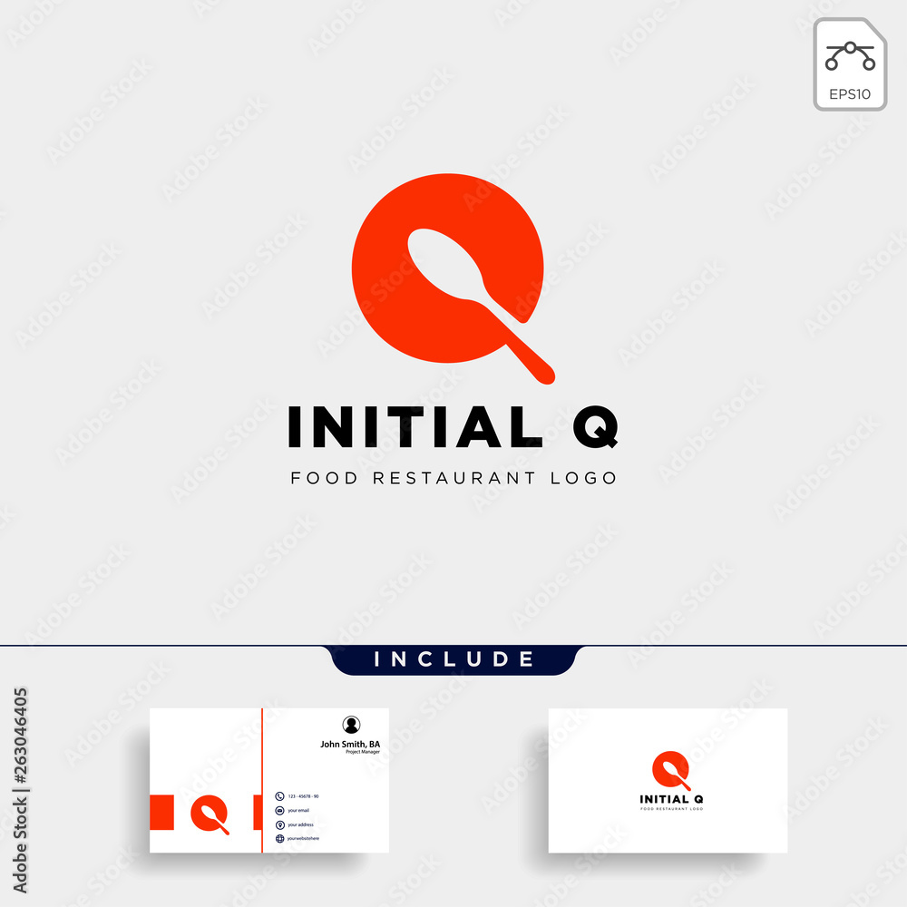 initial q food equipment simple logo template vector icon abstract ...