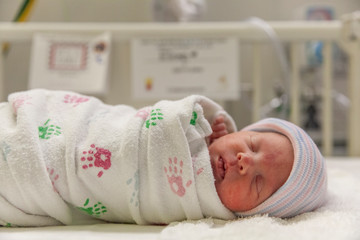 sleeping baby in hospital
