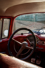 Old Red Cuban Car