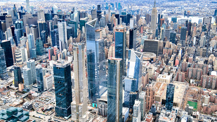 Wall Mural - NEW YORK CITY - DECEMBER 3, 2018: Aerial view of Midtown skyscrapers. New York attracts 50 million people annually
