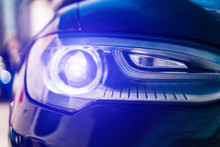 Closeup Headlights Of Car