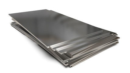 Stack of steel profile sheets. 3D Illustration