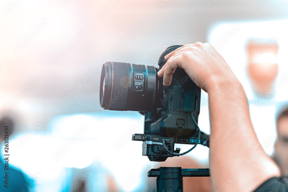 Video shooting with camera - obrazy, fototapety, plakaty 
