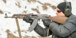 Civilian shooting training from rifle machine gun on shooting range