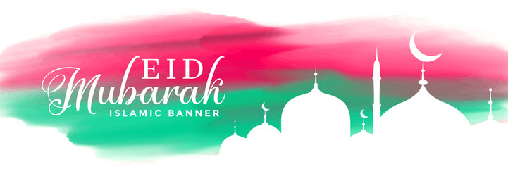 eid mubarak watercolor banner design