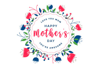 Poster - elegant happy mother's day floral greeting