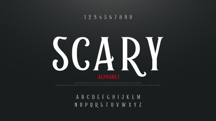 Wall Mural - Scary movie alphabet font. Typography horror designs concept. vector illustration