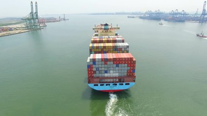 Canvas Print -  Aerial view of Large container ship at sea