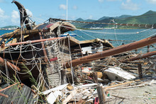 Hurricane Irma Destroys A Boat  On The Island Of St.maarten. 