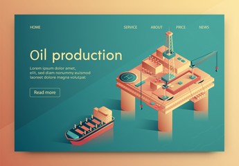 Lettering Oil Production Vector Illustration.