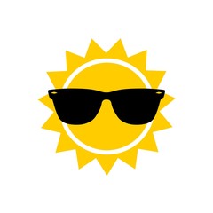 Sunglasses and sun icon, sign or logo