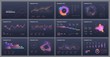 © dimakostrov - Dashboard infographic template with big data visualization. Pie charts, workflow, web design, UI elements.