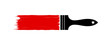 Logo or emblem of painting, repair, brush painting. Black brush pen and red paint trace.