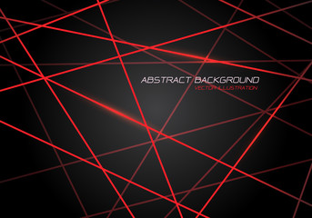 Wall Mural - Abstract red line light laser cross overlap on dark grey design modern technology futuristic background vector illustration.