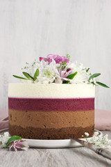 Poster - Fresh flowers decorated layered cake