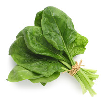 Bundle Of Fresh Spinach Isolated On White, Top View