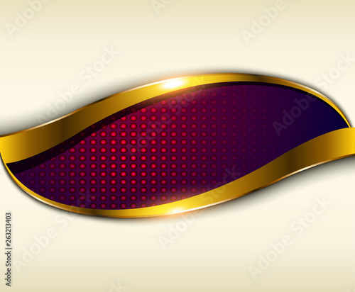 Abstract background purple with beige and gold metal elements.