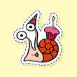 Snail sticker. Funny emoji. Icon, elements.