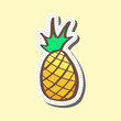 Pineapple sticker hand draw colored in flat style