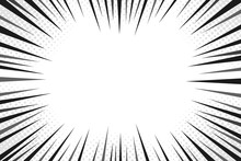 Abstract Comic Book Flash Explosion Radial Lines Background. Vector Illustration For Superhero Design. Bright Black White Light Strip Burst. Flash Ray Blast Glow. Manga Cartoon Hero Fight Print Stamp