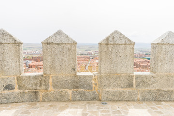 Walls of the city of Avila in Castilla y León, Spain. Fortified medieval city