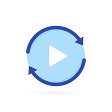 Video Play Button Like Replay Icon. Concept Of Watching On Streaming Video Player Or Livestream Webinar. Modern Flat Style Vector Illustration