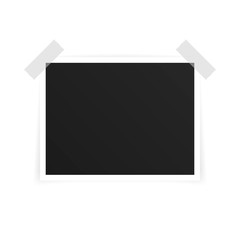 Wall Mural - vector photo frame mockup design. photo frame on sticky tape isolated on white background. vector il