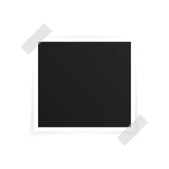 Wall Mural - vector photo frame mockup design. photo frame on sticky tape isolated on white background. vector il