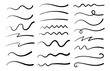 Hand drawn collection of curly swishes, swashes, swoops. Calligraphy swirl. Quotes icons. Highlight text elements