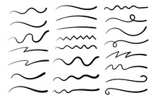 Hand Drawn Collection Of Curly Swishes, Swashes, Swoops. Calligraphy Swirl. Quotes Icons. Highlight Text Elements
