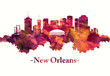 New Orleans Louisiana skyline in red