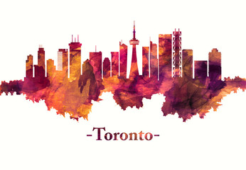 Fototapete - Toronto Canada skyline in red