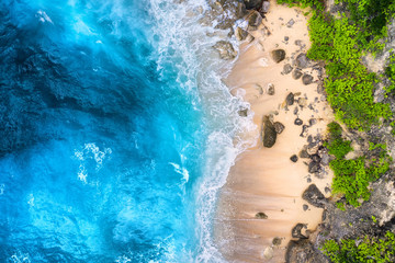 Wall Mural - coast as a background from top view. turquoise water background from top view. summer seascape from 