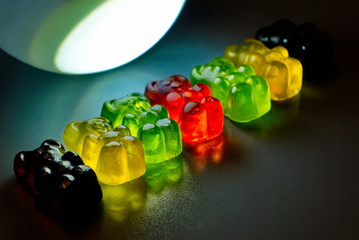 Wall Mural - Multicolored jelly bears. Delicious jelly bears. Macro photo.