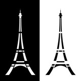 Fototapeta Paryż - eiffel tower simple modern silhouette outline - black and white vector design set