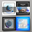 © Raevsky Lab - The vector illustration of the editable layout of two covers templates for square design bifold brochure, magazine, flyer, booklet. Creative modern blue background with circles and round shapes.