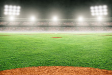 Baseball Field In Outdoor Stadium With Copy Space