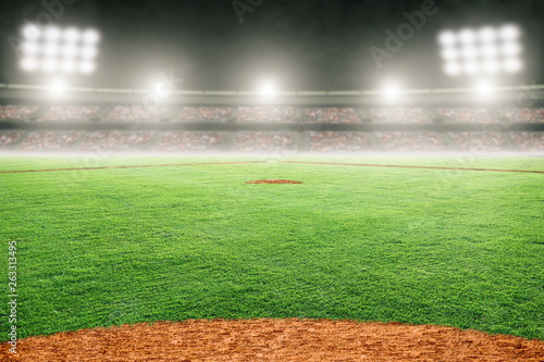 Baseball Field in Outdoor Stadium With Copy Space Wallpaper Mural