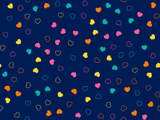 cute hearts seamless pattern. small hearts. colorful pattern with small hearts on blue background. t