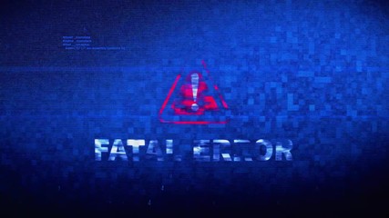 Fatal Error Text Digital Noise Glitch Effect Tv Screen Loop Background. Login and Password With System Error Security ,Hacking Alert , Cyber Crime Attack Computer Error Distortion Message .