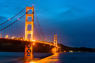 Sticker - The Golden Gate Bridge in San Francisco at night