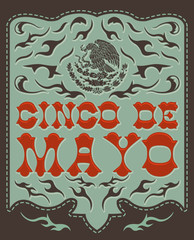 Sticker - Cinco de Mayo, design with Mexican Patriotic emblem